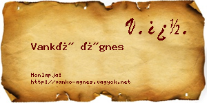 Vankó Ágnes névjegykártya